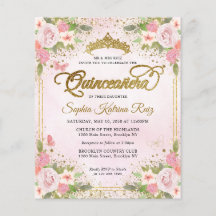 Billigt Blommigt  Rosa Guld Tiara Quinceañera