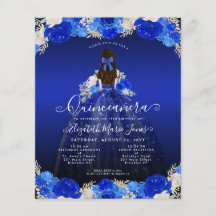 Billigt Blommigt Royal Blue Dress Quinceanera Inbj