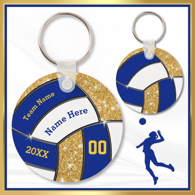 Billigt Blue-, White- och Guld-nyckelkedjor för vo Nyckelring (Volleyball Souvenirs. Volleyball Keychains. Volleyball Team Gifts. Personalized Volleyball Gifts. )