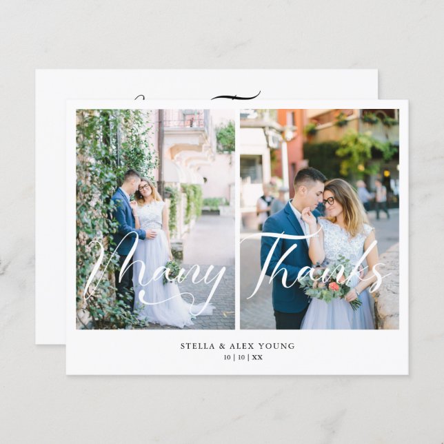 Billigt Bride & Groom 2 Photos Collage Hand Letter (Fram/baksida)