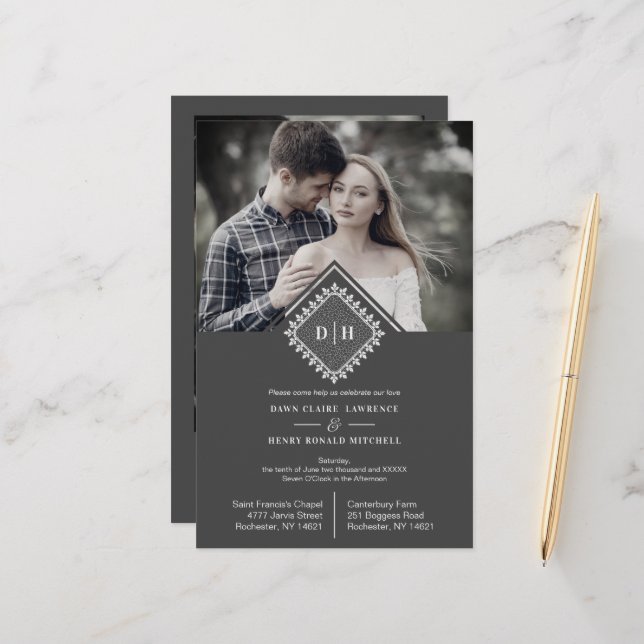 Billigt Bröllop Initialer Ornament Snöre sofistike (Fram/Back In Situ)