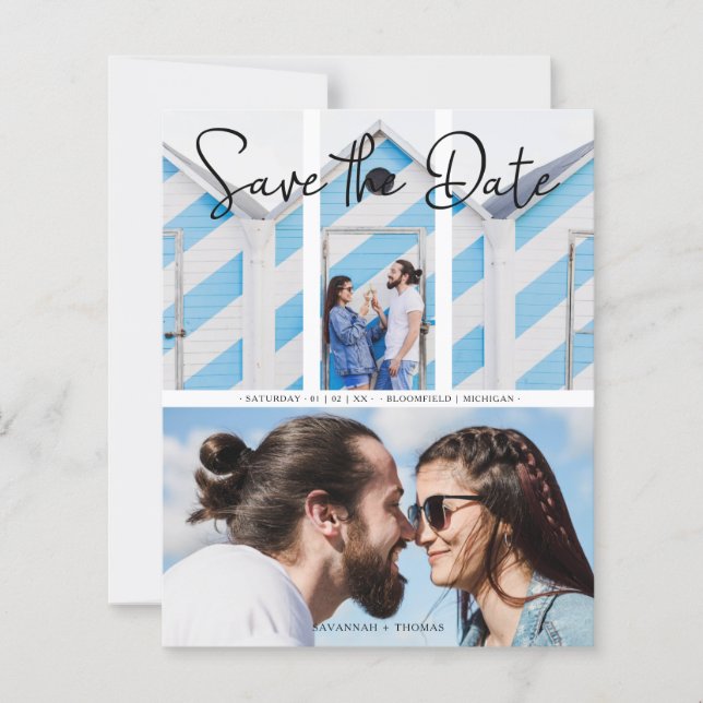 Billigt Bröllop Modern Elegant Collage 2 Foton (Framsida)