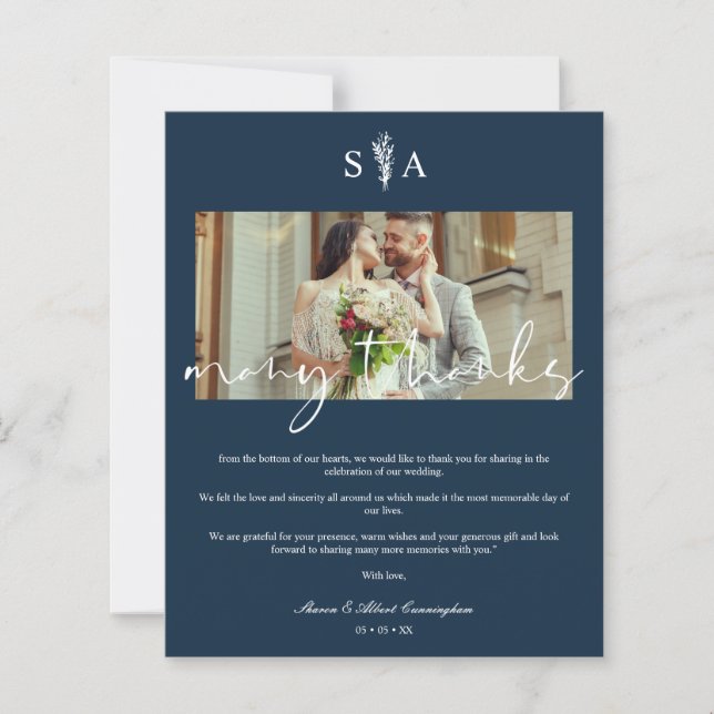 Billigt Bröllop Photo Botanical Initialer Tack så  (Framsida)