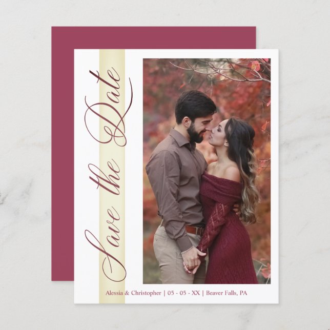 Billigt Bröllop Romantic Hand Lettered Photo (Fram/baksida)