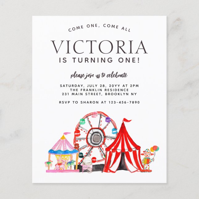 Billigt Carnival Circus Festival Party Kid Birthda Flygblad (Framsidan)