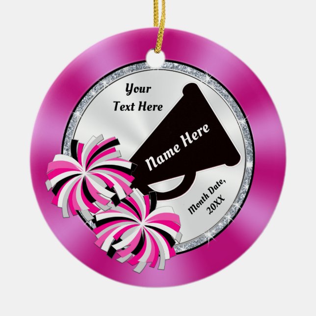 Billigt Cheerlead jul Ornament, 3 textrutor Julgransprydnad Keramik (Framsidan)
