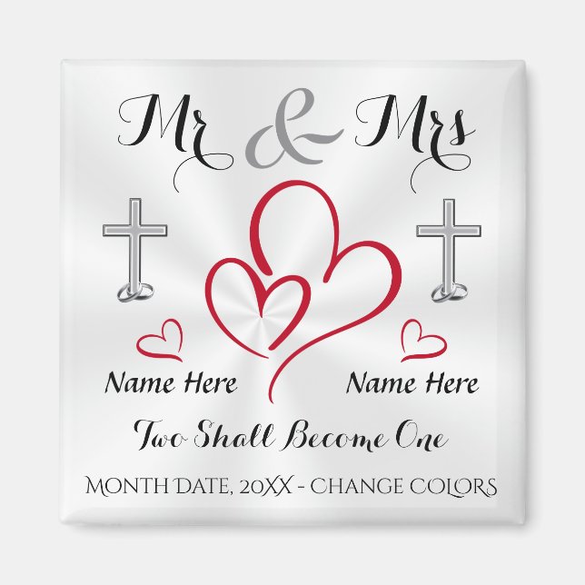 Billigt Christian Wedding Favors PERSONLIG Magnet (Framsidan)