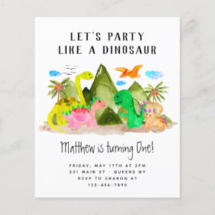 Billigt Cute Dino Jungle Dinosaur-Födelsedagsfest Flygblad