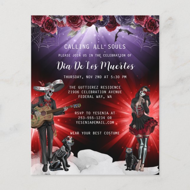 Billigt Day of the dead Blommigt Flyer (Framsidan)