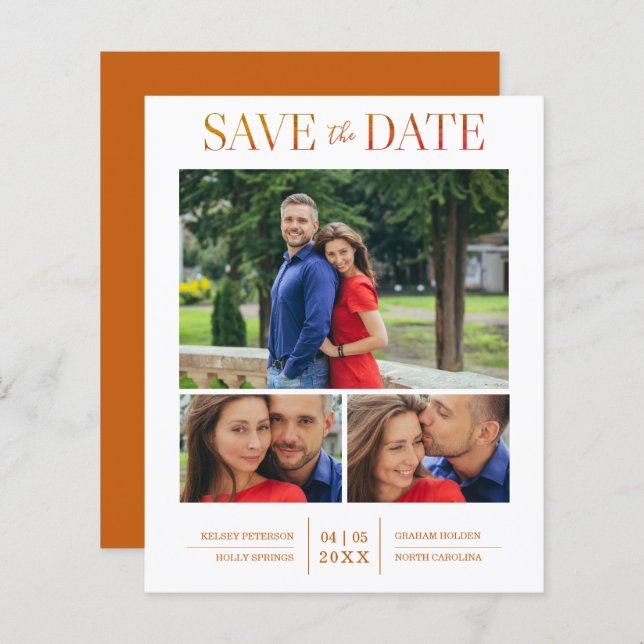 Billigt Enkel Elegant Modern 3 foton Bröllop (Fram/baksida)