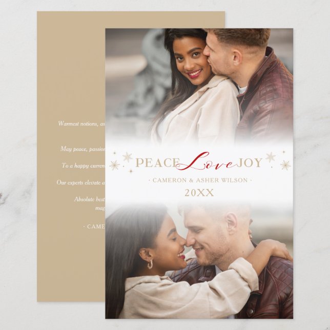 Billigt Enkel Fred Kärlek Glädje Snöflingor 2 Bild (Fram/baksida)