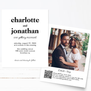 Billigt Gift typografi QR-kodfoto Bröllop Flygblad