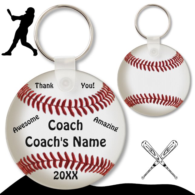 Billigt Gifts for Coacher Anpassningsbar Baseboll  Nyckelring (Cheap Baseball Coach Gifts. Black, Red and White. End of Baseball Season, gifts for baseball coaches)