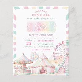 BILLIGT Girly Pastel Färg Carnival Circus Birthday Flygblad