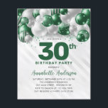 Billigt Grönt Silver Blegon Glitter 30års födelsed Flygblad<br><div class="desc">Modern Glam Emerald Grönt Silver Balloon Glitter Gnistra i alla åldrar på födelsedagsinbjudan</div>