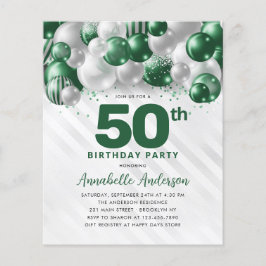 Billigt Grönt Silver Blegon Glitter 50:e födelseda Flygblad