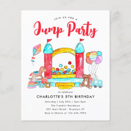 Billigt JUMP PARTY Bounhuset Trampoline Birthday Flygblad
