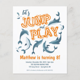 Billigt Jump Play Dolphin Park Kids Party Birthday Flygblad