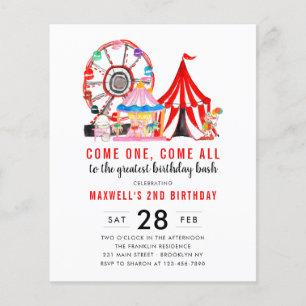 Billigt Karnival Circus Visa födelsedagsinbjudan Flygblad