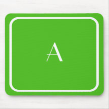 Billigt Kelly Grönt Mousepad w/ White Monogram