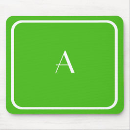 Billigt Kelly Grönt Mousepad w/ White Monogram Musmatta