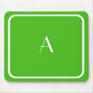 Billigt Kelly Grönt Mousepad w/ White Monogram Musmatta