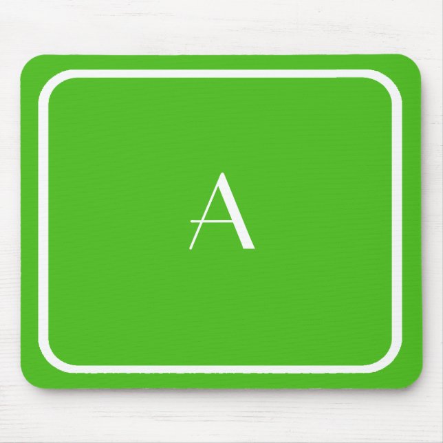 Billigt Kelly Grönt Mousepad w/ White Monogram Musmatta (Framsidan)