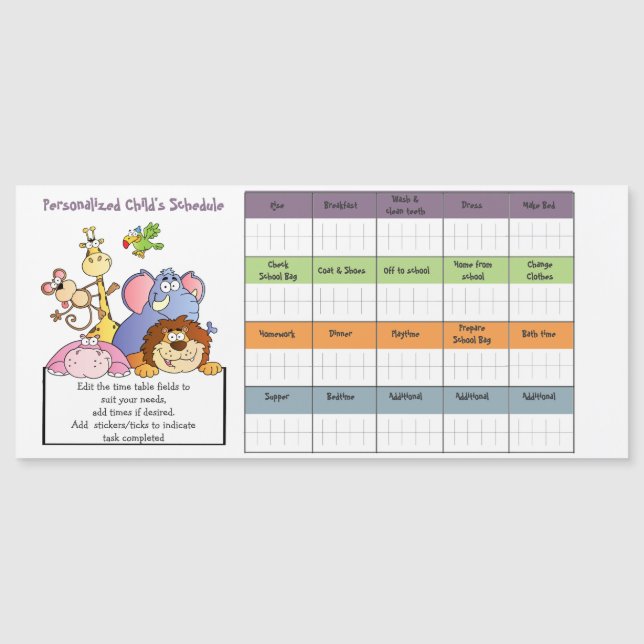 BILLIGT-KIDS-SCHEMA/TIMETABELLENS MAGNET FÖR REwar (Framsida)