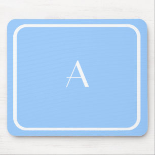 Billigt Light Himlar Blue Mousepad w/ White Monogr Musmatta