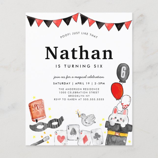 Billigt Magic Show Birthday Trollspö Flygblad (Framsidan)