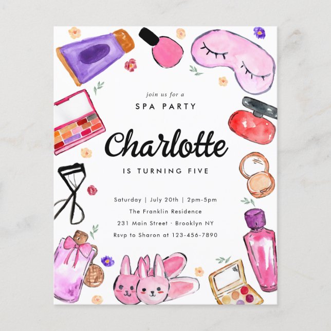 Billigt Makeup Girls Pajama Slumber Spa Birthday Flygblad (Framsidan)