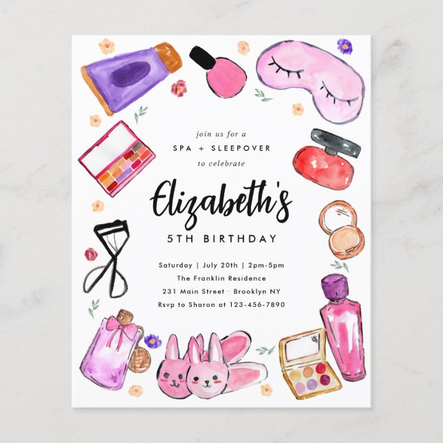 Billigt Makeup Girls Slumber Sleepover Spa Birthda Flygblad (Framsidan)