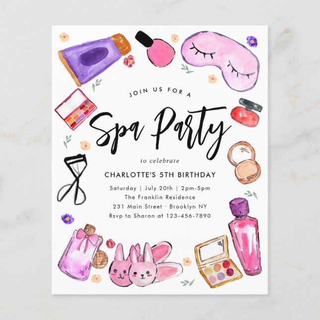 Billigt Makeup Pajama Girls Slumber Spa Birthday Flygblad (Framsidan)
