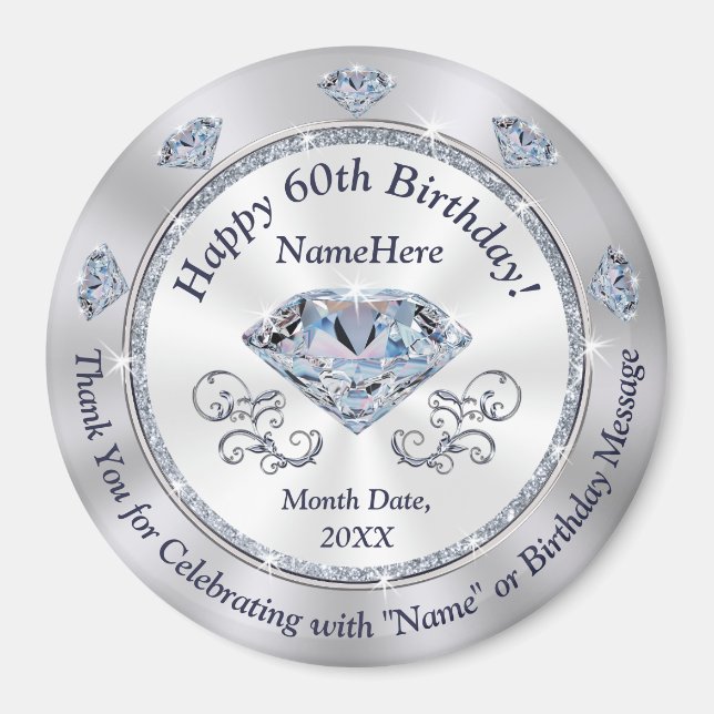 Billigt Personalize, Party favors under 60:e födel Magnet (Framsidan)