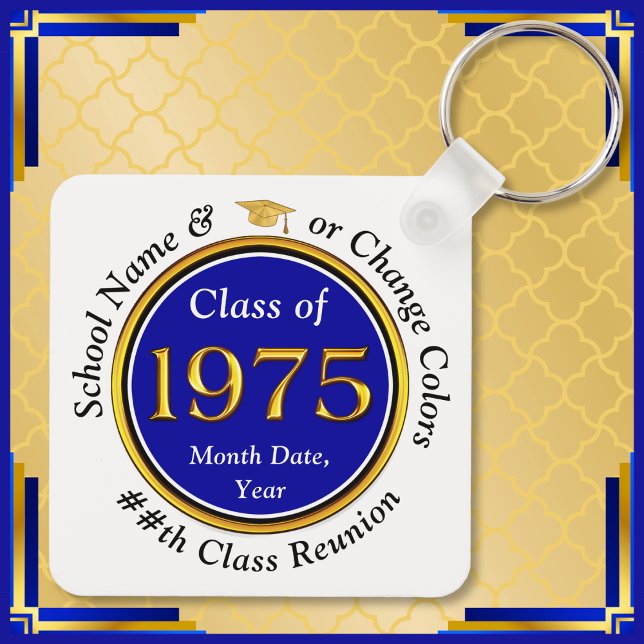 Billigt Personlig, 1975 års återförening, återföre Nyckelring (50 year, Class of 75 reunion. High School Reunion Keychains. Personalized, class of 1975 favors.)