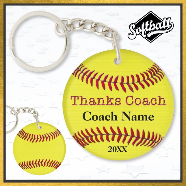 Billigt Personlig Gifts for Softball Coaches (Softball Keychains for cheap softball gifts for coaches. Personalized softball keychains. Coach Name)