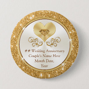 Billigt Personlig Golden Anniårsdag Party favors Knapp