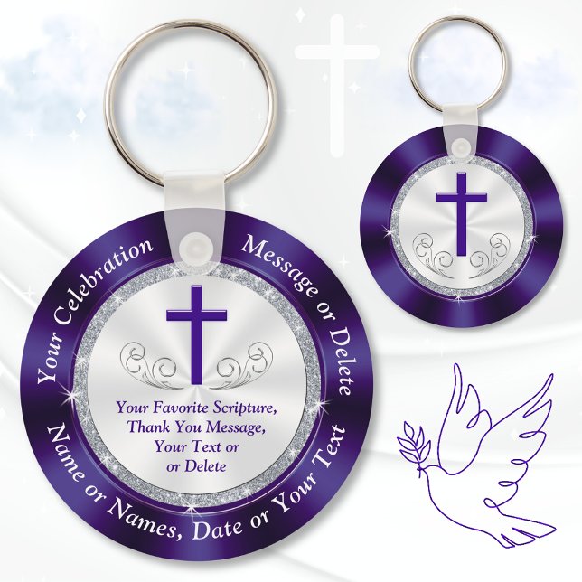 Billigt, Personlig kyrka favoriserar alla Tillfäll Nyckelring (Church anniversary party favors. Personalized, Christian favors. Gift ideas for church members. )