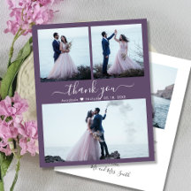 Billigt Photo Collage Mauve Bröllop Tack Flyer