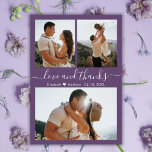Billigt Photo Collage Mauve Bröllop Tack Flyer<br><div class="desc">Billigt Modern Elegant Hand med skript Bröllop (3) Tre Photo Collage Tack-personliger till ett överkomligt pris med låg budget. Snyggt bröllop tackar dig för en mall med tre foto på framsidan och ett foto på baksidan. ***NOTERA! *** RULLA FÖR MER INFORMATION! *** Med texten "Kärlek och tack" i ett kursivt,...</div>