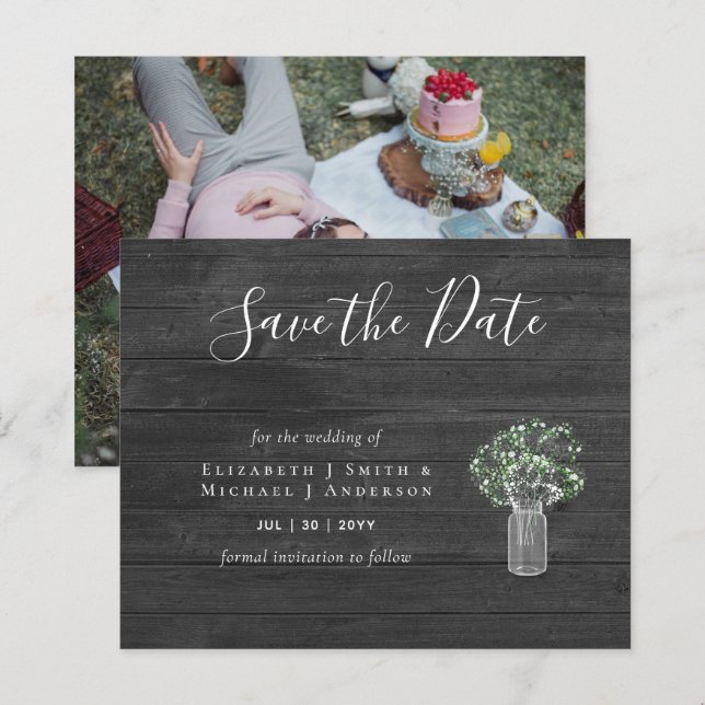BILLIGT Photo Spara Data Rustic Gypsophila Mason B (Fram/baksida)
