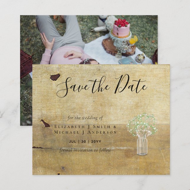 BILLIGT Photo Spara Data Rustic Gypsophila Mason B (Fram/baksida)