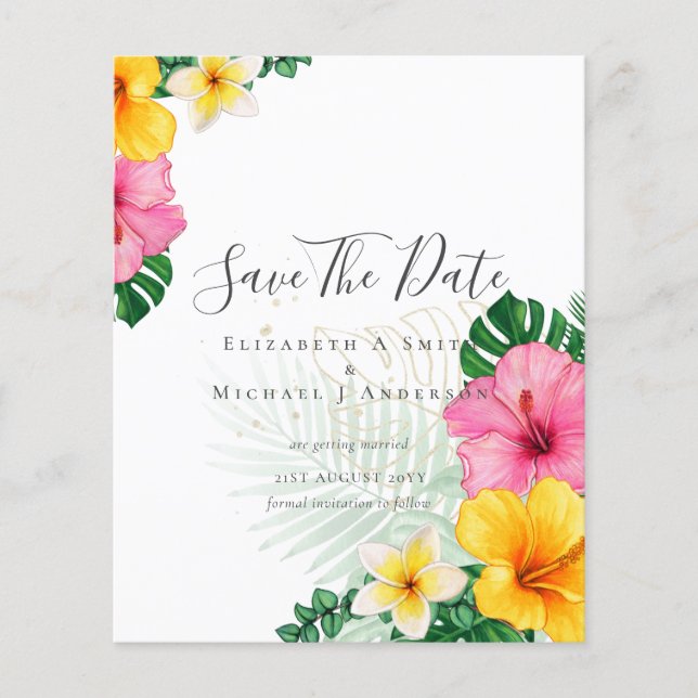 BILLIGT Photo Spara Data TROPICAL FLOWERS Beach Flygblad (Framsidan)
