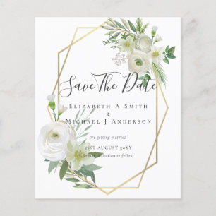 BILLIGT Photo Spara Data White Blommigt Greenery L Flygblad