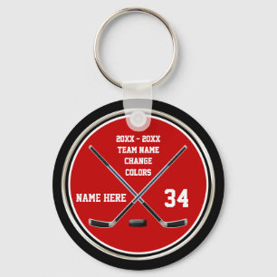 Billigt Red and Black Personlig Hockey Keychains Nyckelring