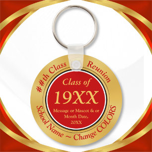 Billigt Red and Guld, Class Reunion Party favors Nyckelring
