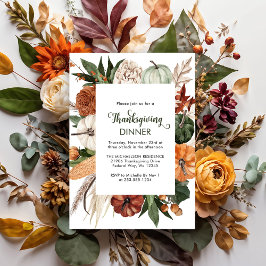 Billigt Rustic Grönt Thanksgiving Middag Inbjudan Flygblad