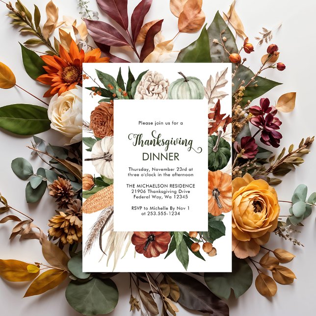 Billigt Rustic Grönt Thanksgiving Middag Inbjudan Flygblad (Cheap Rustic Green Thanksgiving Dinner Invite Flyer)