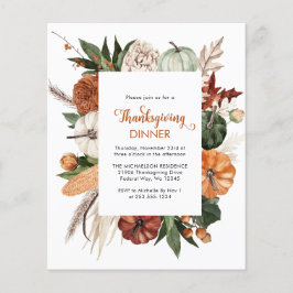 Billigt Rustic Pumpkin Thanksgiving Dinner Inbjuda Flygblad