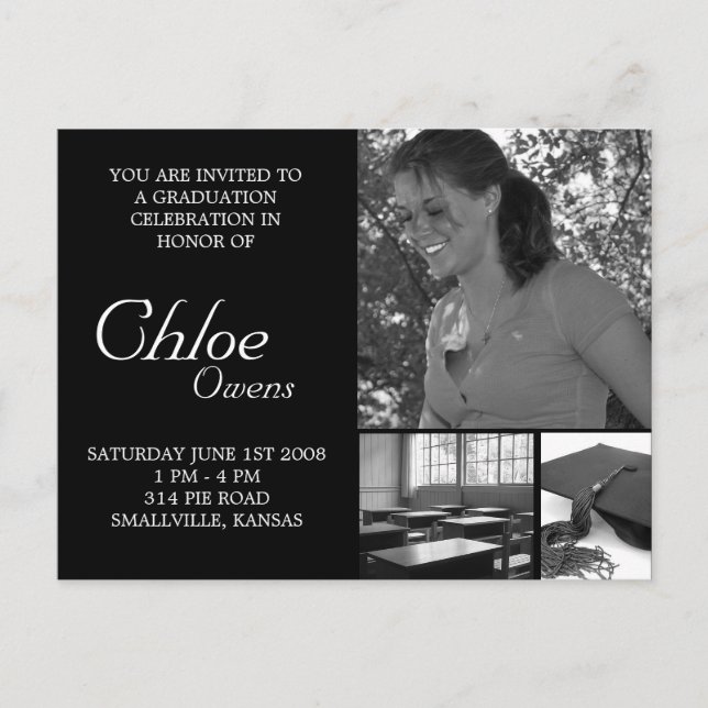 Billigt Studenten Inbjudan Vykort (Framsida)